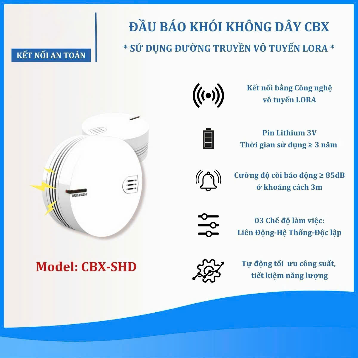 Đầu Báo Khói Không Dây CBX – SHD
